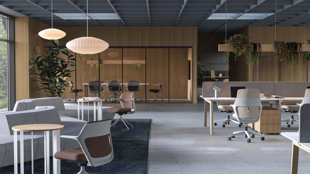 Narbutas kantoorinrichting met ofy stoelen en nova bureaus.