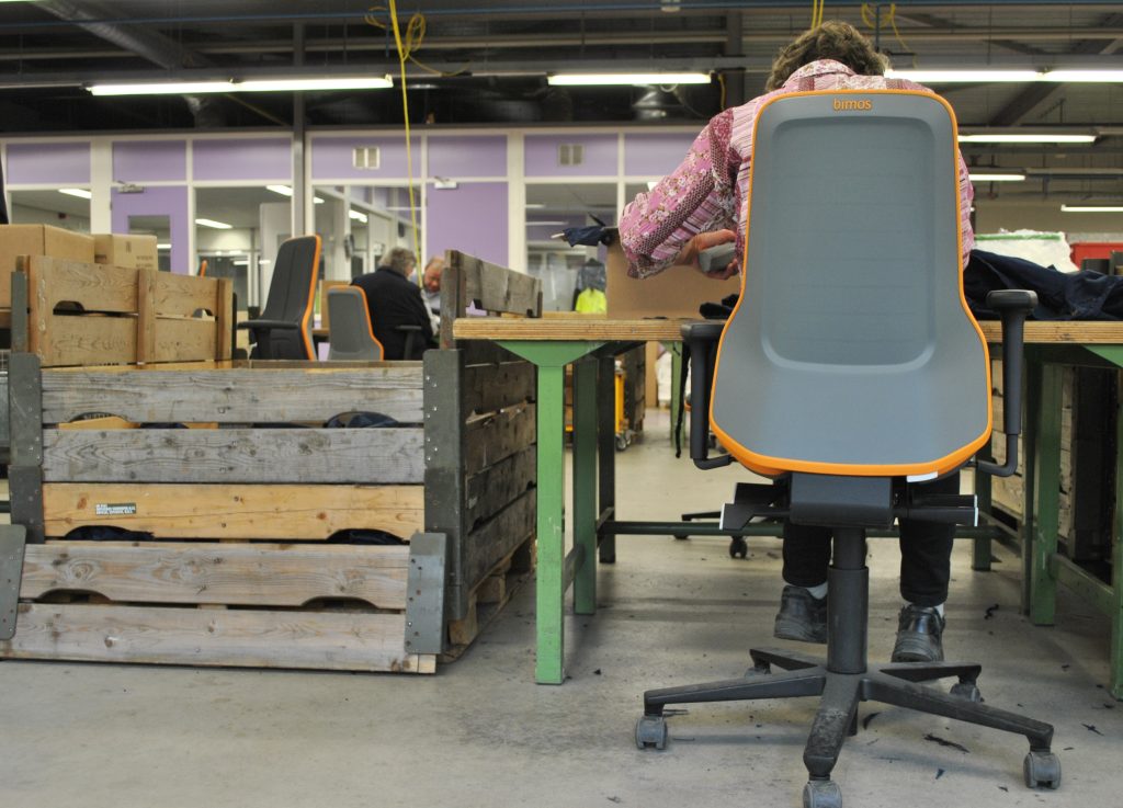Werkplaats stoel Bimos Neon met flexband oranje