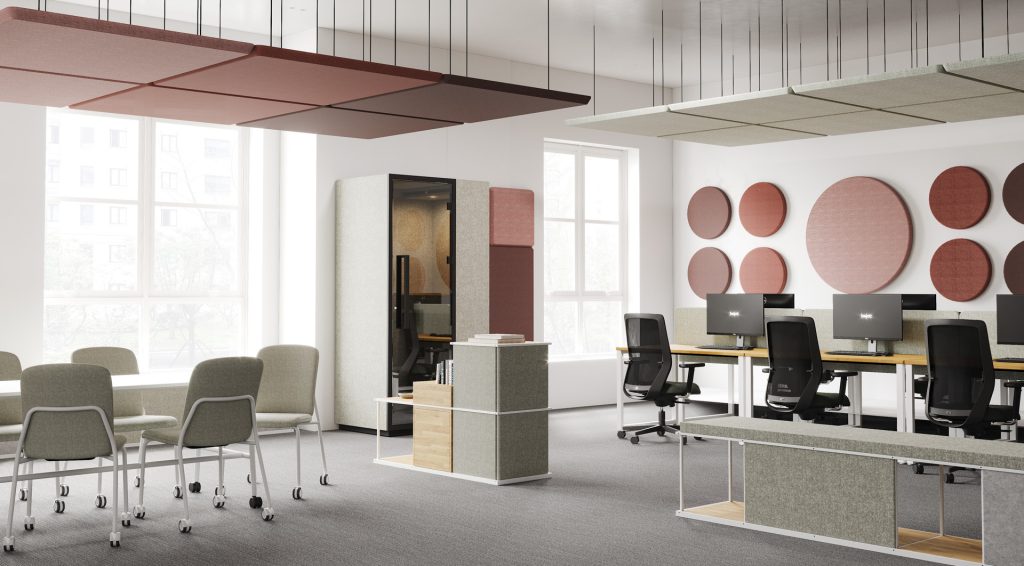 sfeerbeeld modern kantoor met quadra werkplek