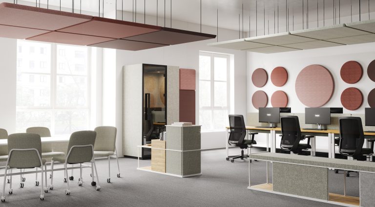 sfeerbeeld modern kantoor met quadra werkplek