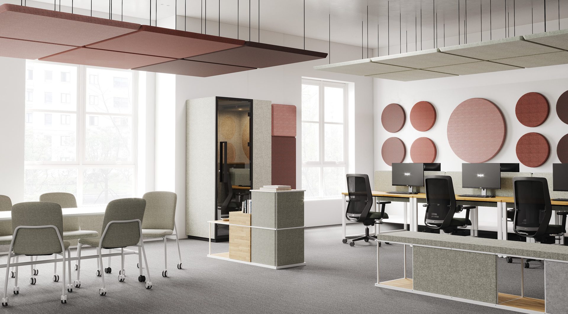 sfeerbeeld modern kantoor met quadra werkplek