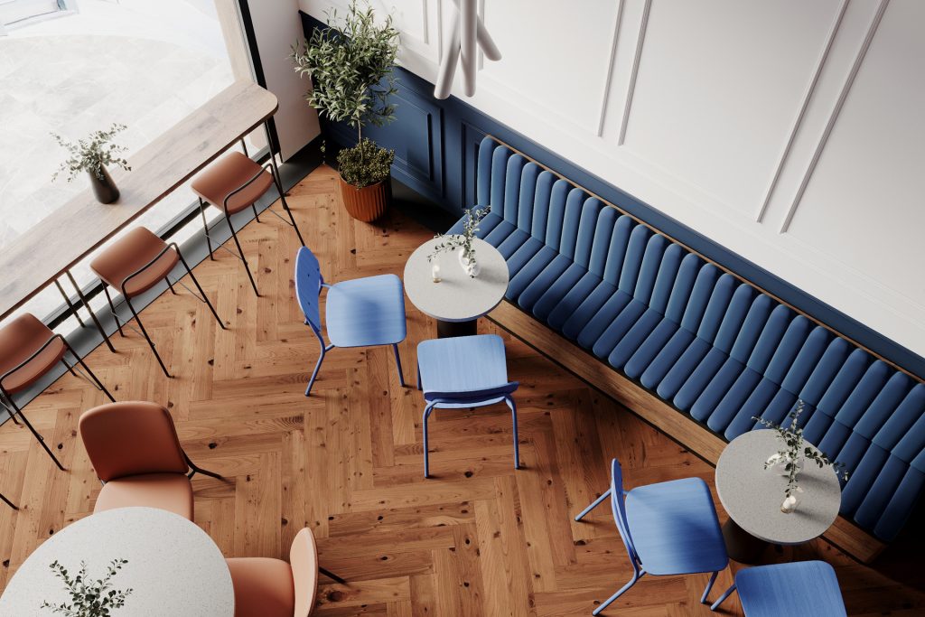 Kantine inrichting met hens stoelen sfeerbeeld