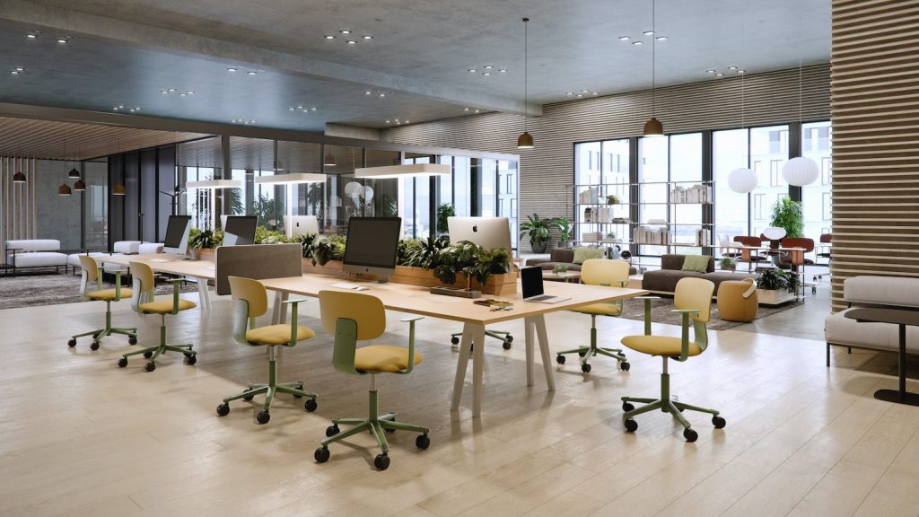 Kantoorinrichting met Hag Tion bureaustoelen.