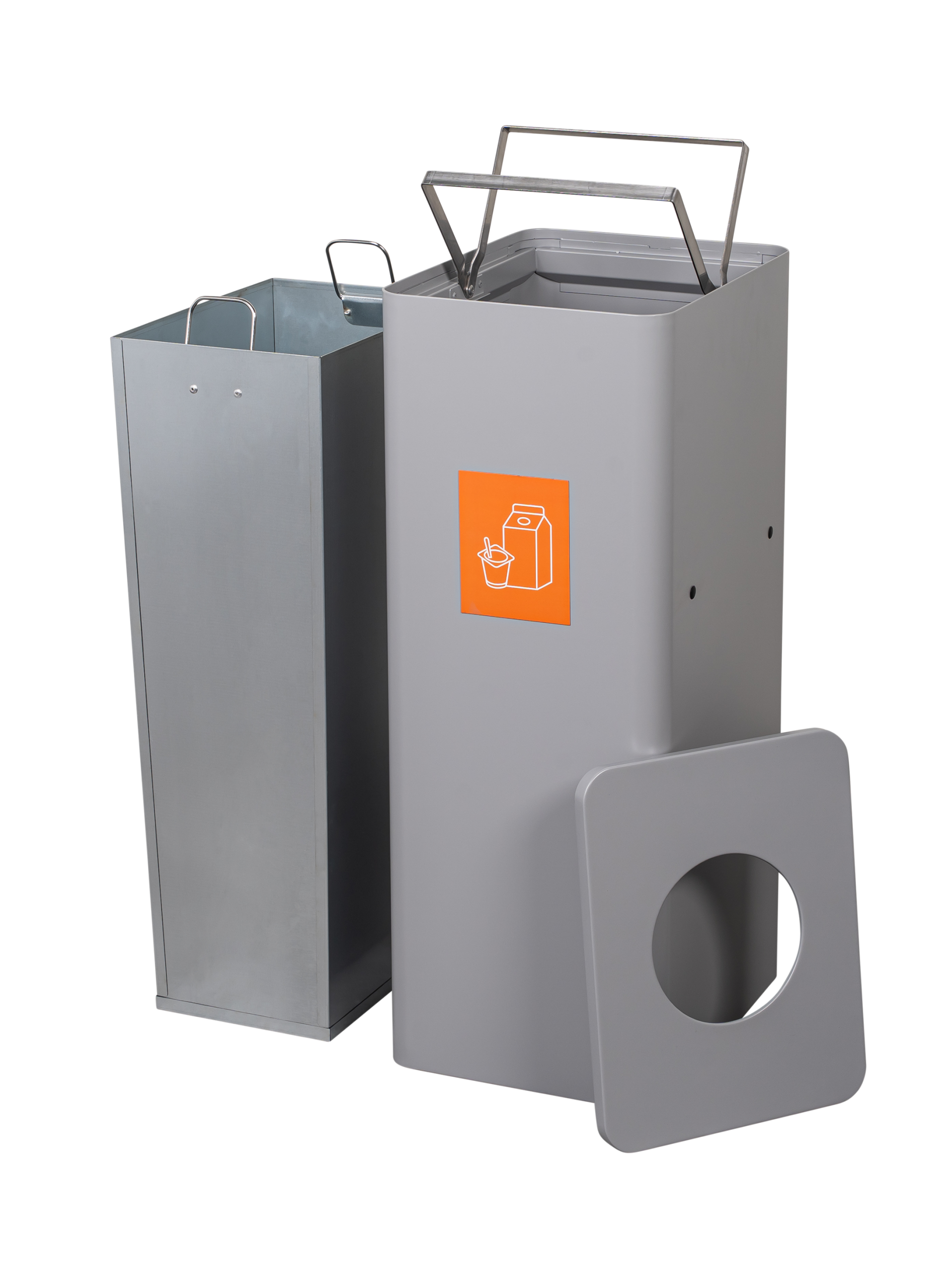 Modulaire afvalbak 60 liter grijs met binnenbak