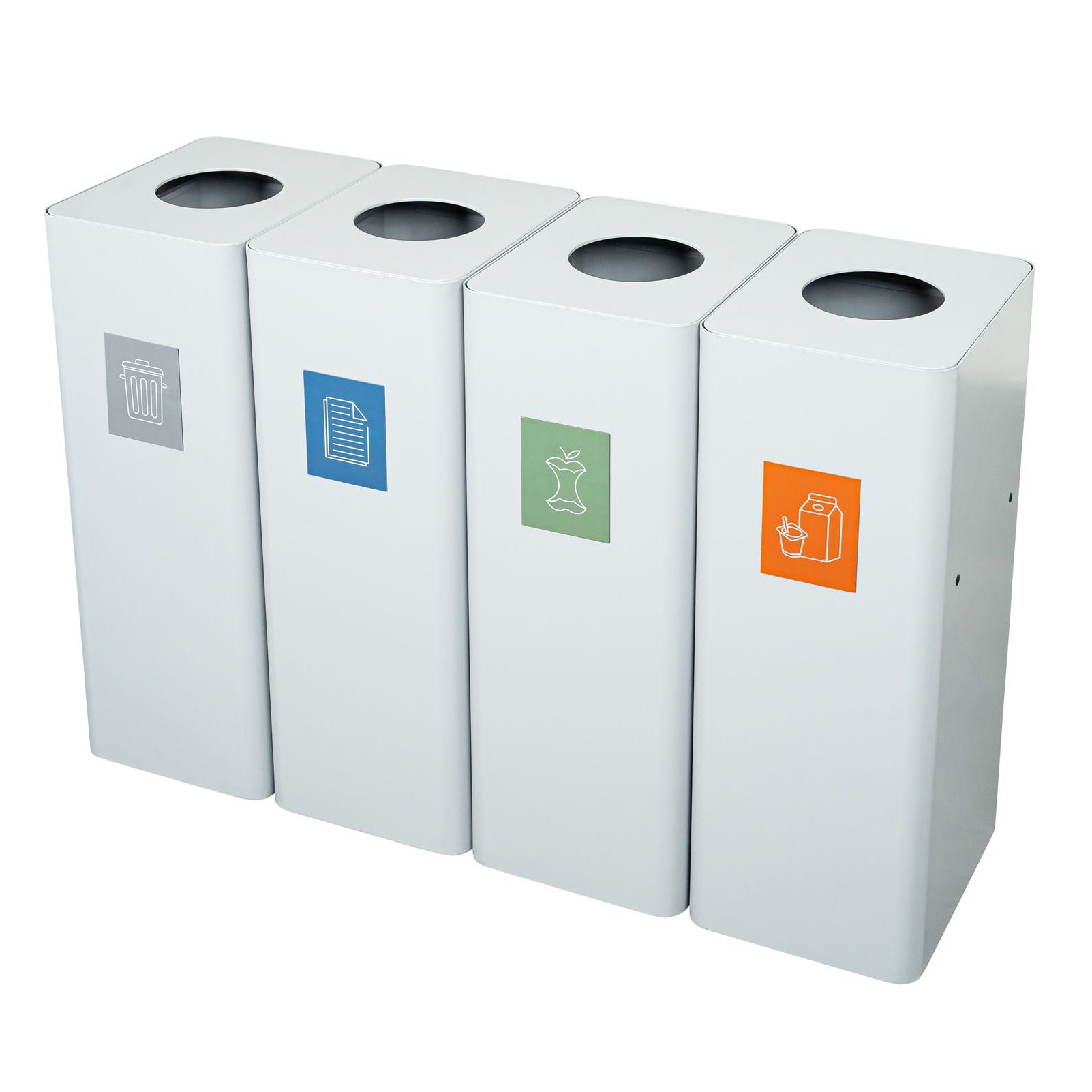 Modulaire afvalbak 60 liter vier witte afvalbakken