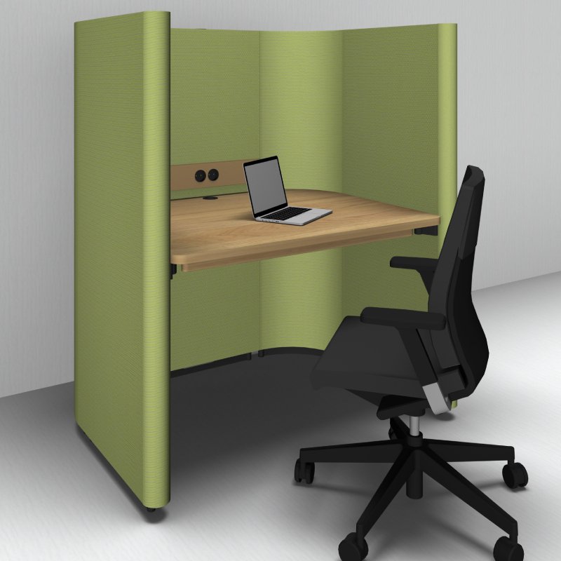 bureau met akoestische panelen rondo lavoro