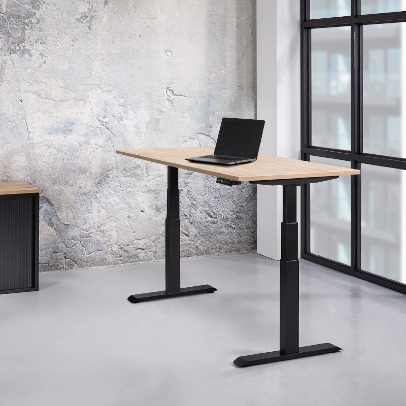Elektrisch verstelbaar bureau XF3 - Licht eiken - zwart