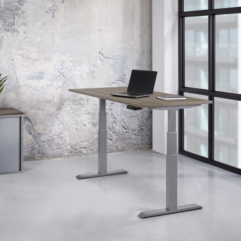 Elektrisch verstelbaar bureau XF3 - Logan eiken - aluminium