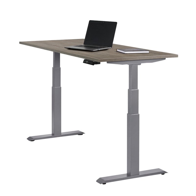 Elektrisch verstelbaar bureau XF3 - Logan eiken - aluminium hoog