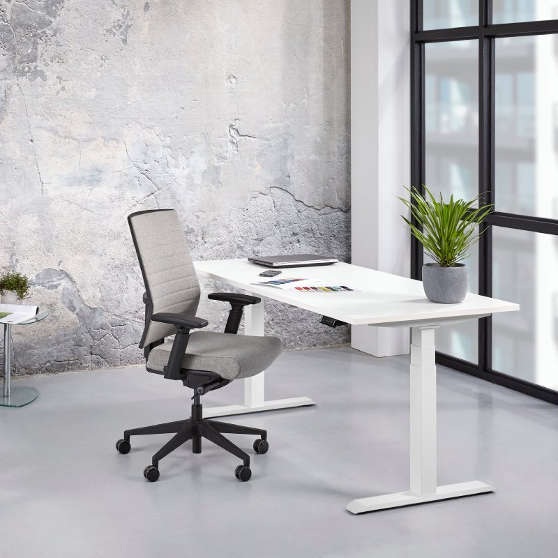 Elektrisch verstelbaar bureau XF3 - Wit - Aluminium