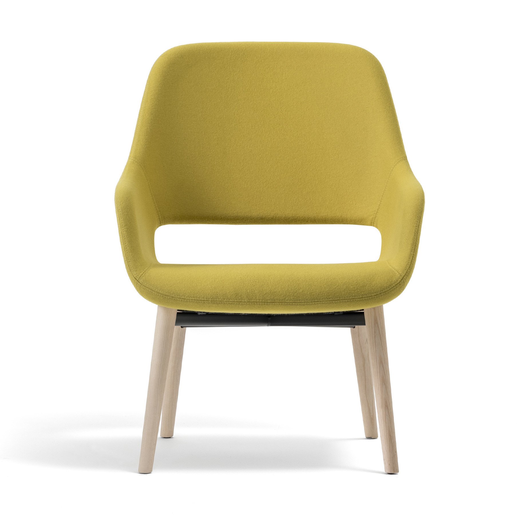 Gestoffeerde gele fauteuil