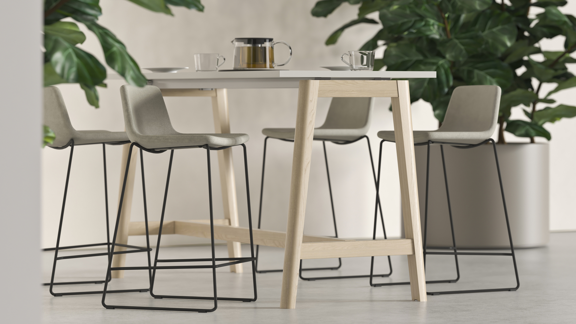 Kantine tafel Nova Wood hoog