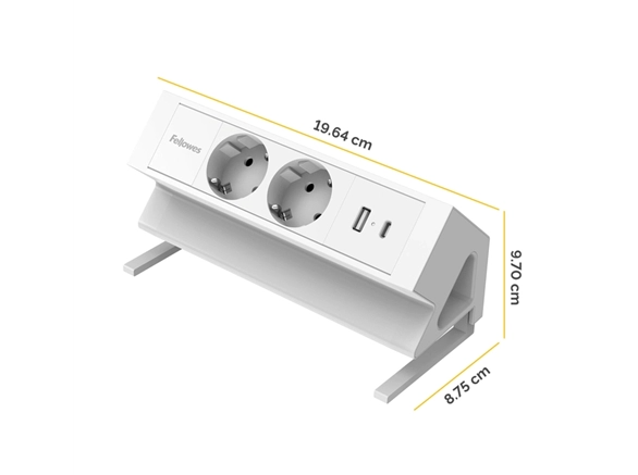Bureaustekkerdoos Fellowes Wit 2x stroom+ USB A/C - Afbeelding 3