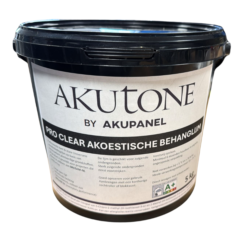 Behanglijm Pro Clear t.b.v. akoestisch behang