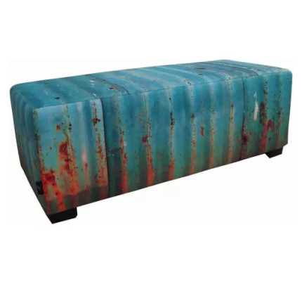 Rechthoekige hocker blauw roest