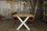 Industriële houten tafel X-poot - massief houten vergadertafels