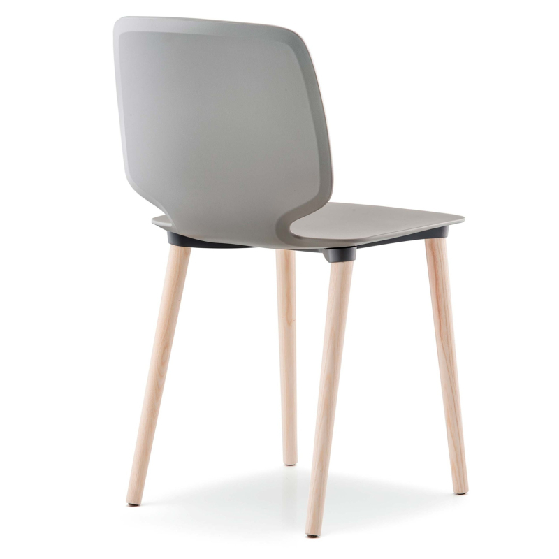Stoel 2750 | Kunststof stoel houten poten | MV Kantoor
